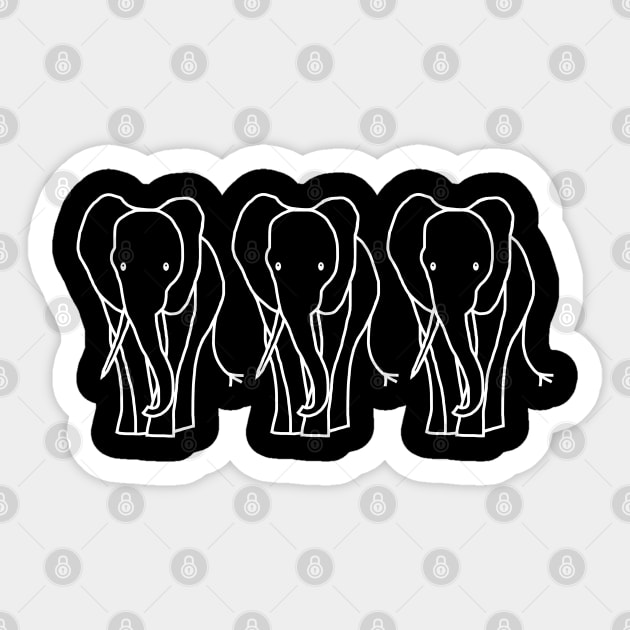 White Line Three Elephants Sticker by ellenhenryart